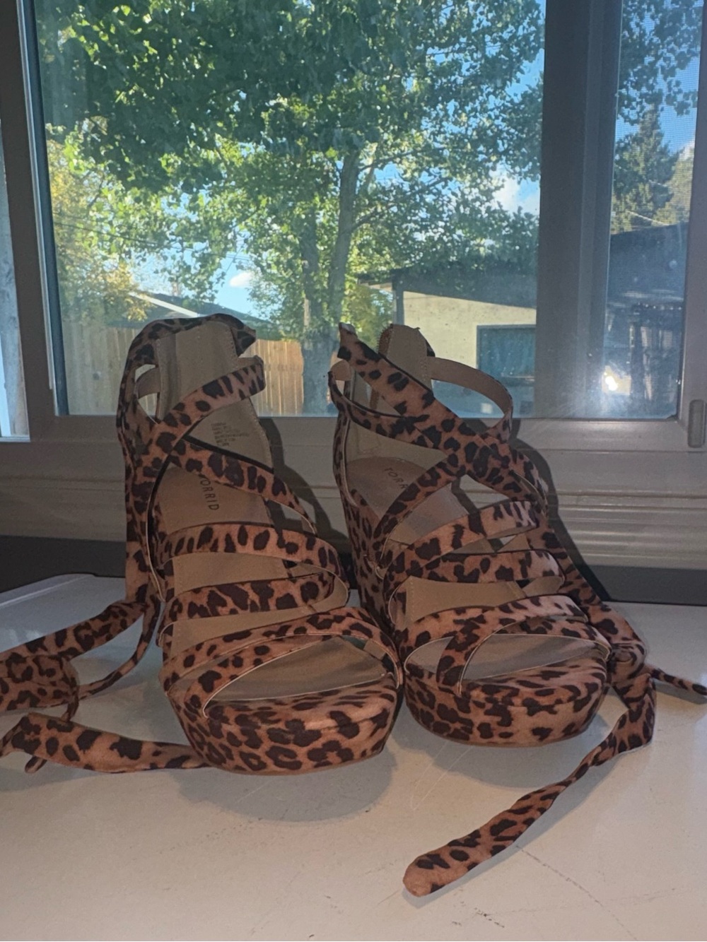 torrid Leopard Print Lace-Up Platform Sandals - Brown/Black